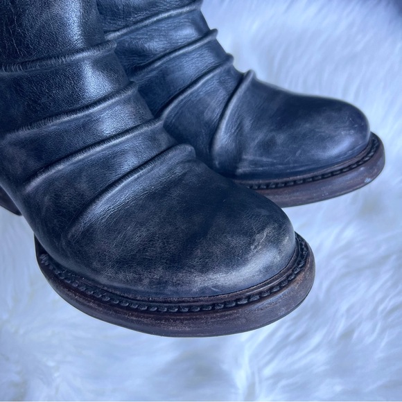 Bed Stu Arcane Boots Womens Sz 6.5 Gray Leather Ankle Zip Ruched Distressed Boho - Picture 12 of 15